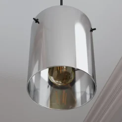 Lindby hanglamp Kourtney, Ø 15 cm, zwart/grijs, glas, E27