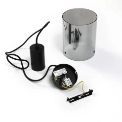 Lindby hanglamp Kourtney, Ø 15 cm, zwart/grijs, glas, E27