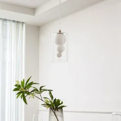 Lindby hanglamp Kupla, opaal/helder, glas, 1-lamp, G9