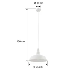 Lindby hanglamp Laylan, wit, Ø 36 cm, metaal