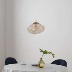 Lindby hanglamp Lelia, amber, glas, Ø 35 cm