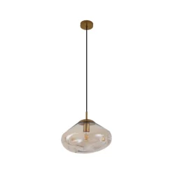 Lindby hanglamp Lelia, amber, glas, Ø 35 cm