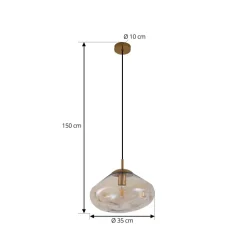 Lindby hanglamp Lelia, amber, glas, Ø 35 cm
