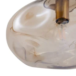 Lindby hanglamp Lelia, amber, glas, Ø 35 cm