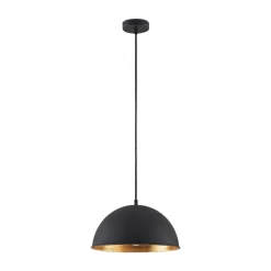 Lindby hanglamp Leya, zwart/goud, metaal, Ø 30 cm, E27