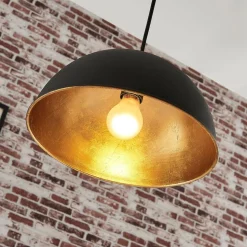 Lindby hanglamp Leya, zwart/goud, metaal, Ø 30 cm, E27