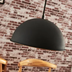 Lindby hanglamp Leya, zwart/goud, metaal, Ø 30 cm, E27