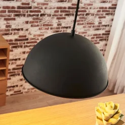 Lindby hanglamp Leya, zwart/goud, metaal, Ø 30 cm, E27