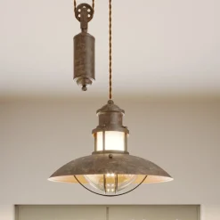 Lindby hanglamp Louisanne, verstelbaar, bruin, Ø 35 cm