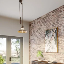 Lindby hanglamp Louisanne, verstelbaar, bruin, Ø 35 cm