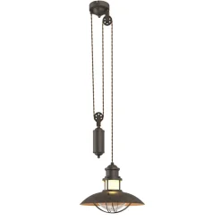 Lindby hanglamp Louisanne, verstelbaar, bruin, Ø 35 cm