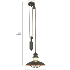 Lindby hanglamp Louisanne, verstelbaar, bruin, Ø 35 cm