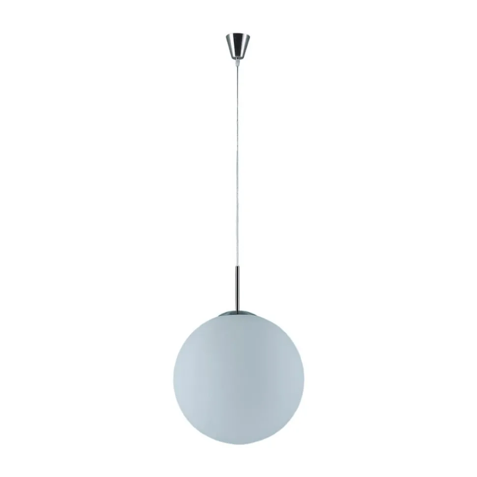 Lindby hanglamp Marike, Ø 40 cm, wit, glas, globe, E27