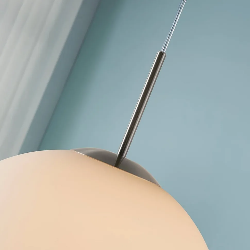 Lindby hanglamp Marike, Ø 40 cm, wit, glas, globe, E27