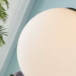 Lindby hanglamp Marike, Ø 40 cm, wit, glas, globe, E27