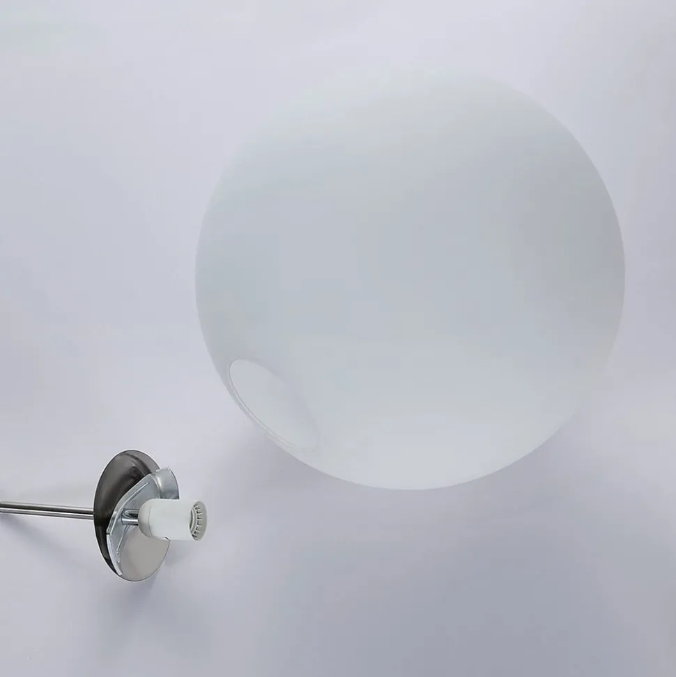 Lindby hanglamp Marike, Ø 40 cm, wit, glas, globe, E27