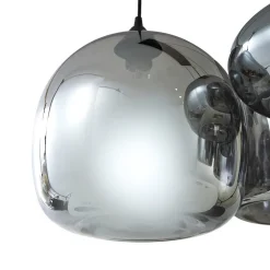 Lindby hanglamp Marla, 6-lamps, glas, rookgrijs, 108cm