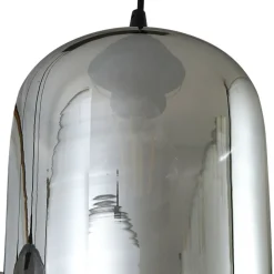Lindby hanglamp Marla, 6-lamps, glas, rookgrijs, 108cm