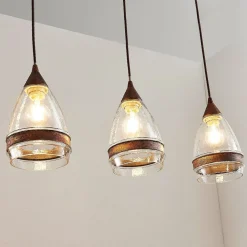 Lindby hanglamp Millina, 70 cm, roestbruin, 3-lamps.