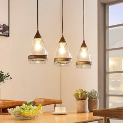 Lindby hanglamp Millina, 70 cm, roestbruin, 3-lamps.