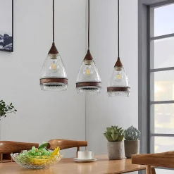 Lindby hanglamp Millina, 70 cm, roestbruin, 3-lamps.