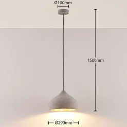 Lindby hanglamp Morton, Ø 29 cm, grijs, beton, E27