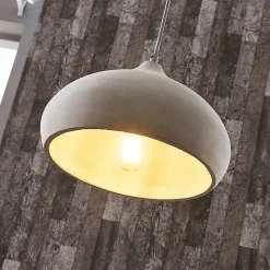 Lindby hanglamp Morton, Ø 29 cm, grijs, beton, E27