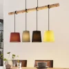 Lindby hanglamp Moskou , kleurrijk, textiel, hout, E27, 116 cm