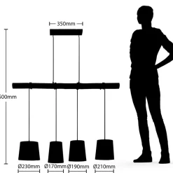 Lindby hanglamp Moskou , kleurrijk, textiel, hout, E27, 116 cm