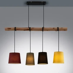 Lindby hanglamp Moskou , kleurrijk, textiel, hout, E27, 116 cm