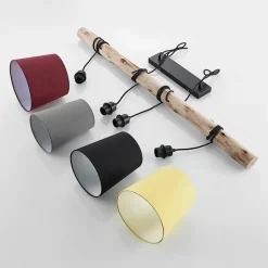 Lindby hanglamp Moskou , kleurrijk, textiel, hout, E27, 116 cm