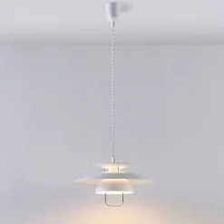 Lindby hanglamp Nadija, wit, 43 cm, in hoogte verstelbaar, E27