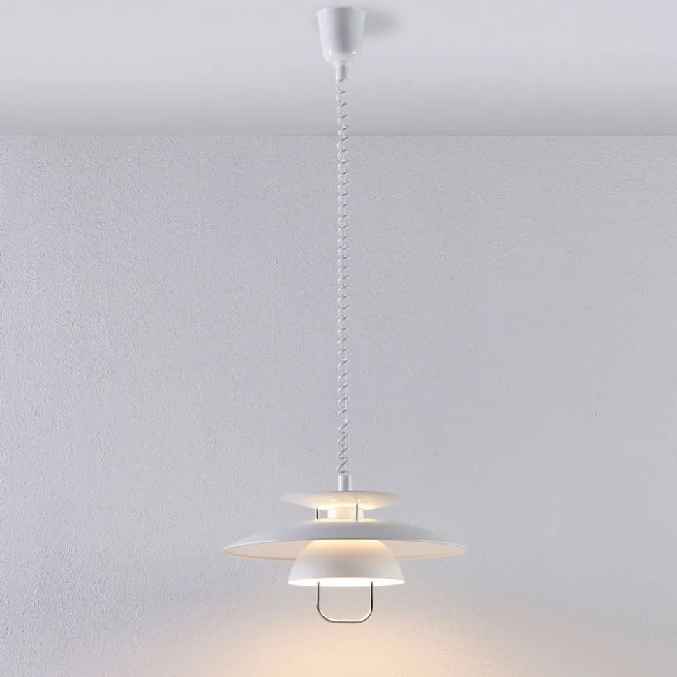 Lindby hanglamp Nadija, wit, 43 cm, in hoogte verstelbaar, E27