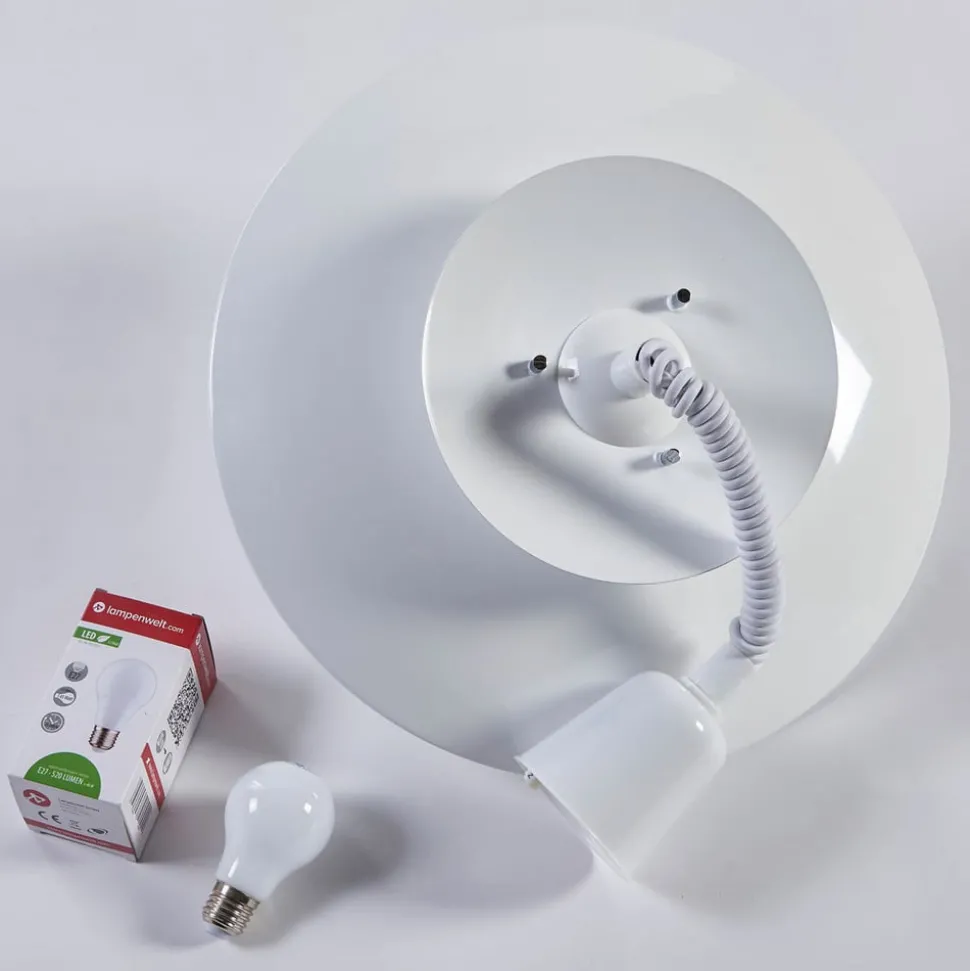 Lindby hanglamp Nadija, wit, 43 cm, in hoogte verstelbaar, E27