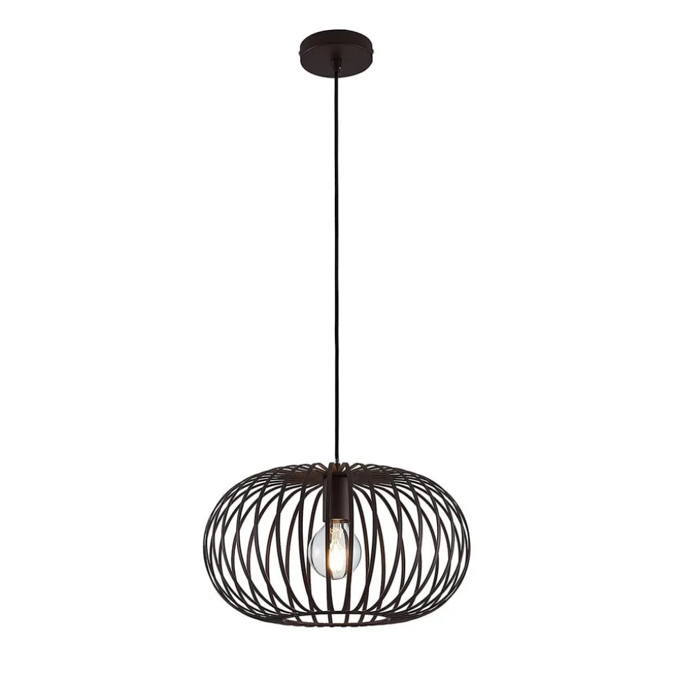 Lindby hanglamp Nahele, bruin, metaal, Ø 40 cm, E27