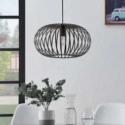 Lindby hanglamp Nahele, bruin, metaal, Ø 40 cm, E27