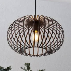 Lindby hanglamp Nahele, bruin, metaal, Ø 40 cm, E27