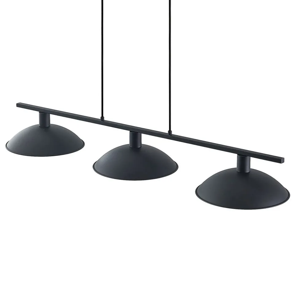 Lindby hanglamp Narisara, 118cm, E14, 3-lamps, zwart-goud