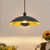 Lindby hanglamp Narisara, Ø 40 cm, E27, zwart-goud