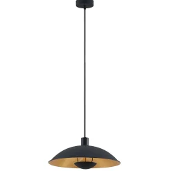 Lindby hanglamp Narisara, Ø 40 cm, E27, zwart-goud