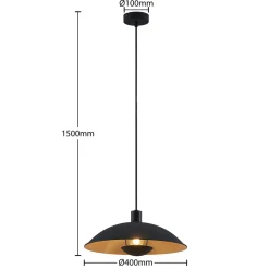 Lindby hanglamp Narisara, Ø 40 cm, E27, zwart-goud