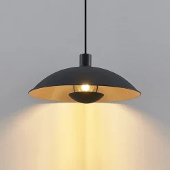 Lindby hanglamp Narisara, Ø 40 cm, E27, zwart-goud