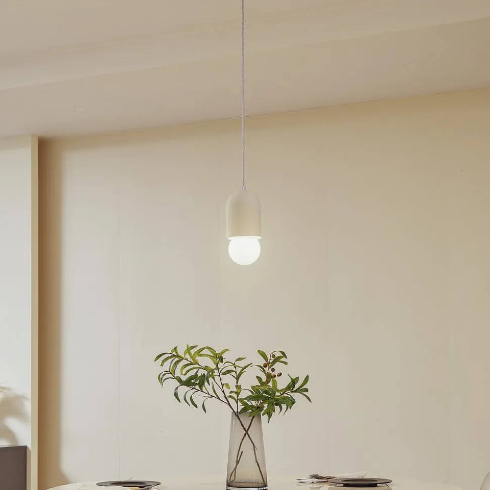 Lindby hanglamp Nielson, Ø 11 cm, beige, gips
