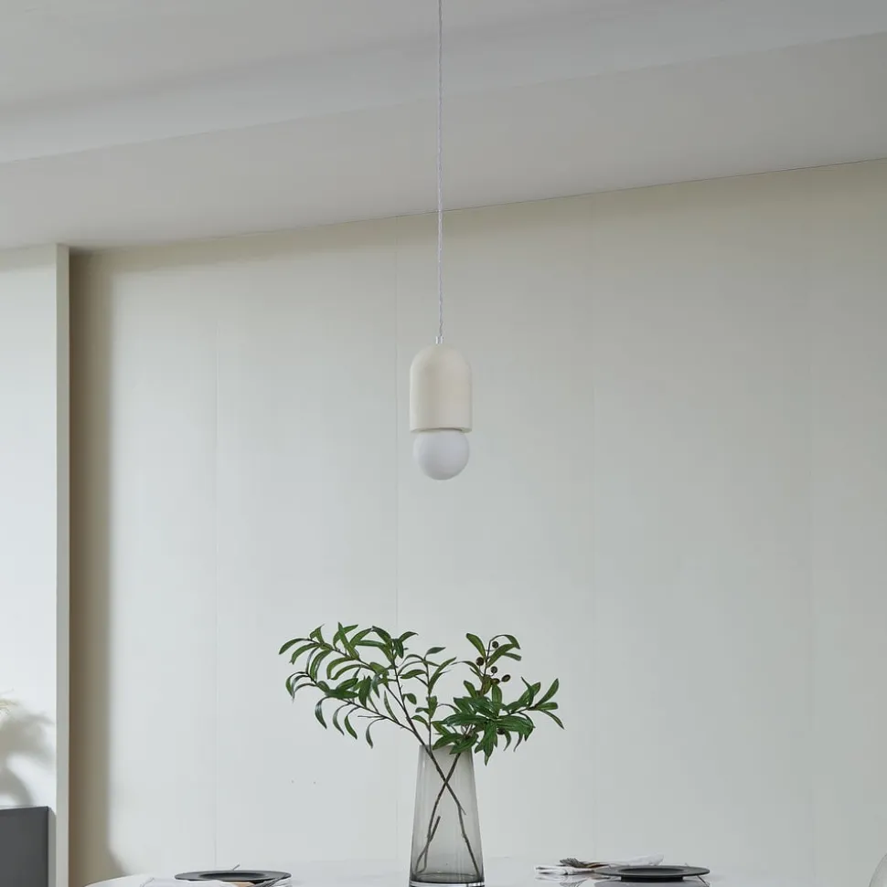 Lindby hanglamp Nielson, Ø 11 cm, beige, gips