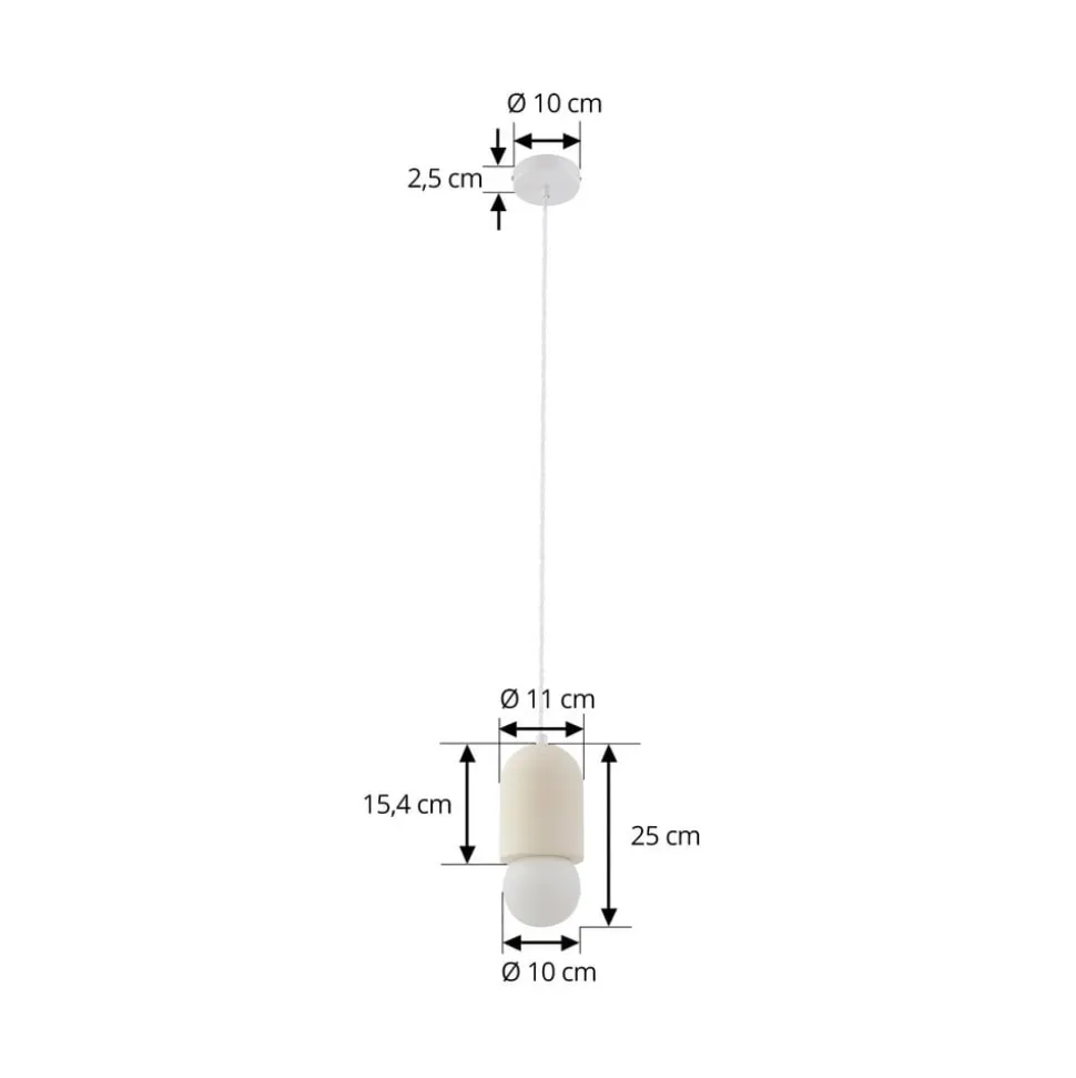 Lindby hanglamp Nielson, Ø 11 cm, beige, gips