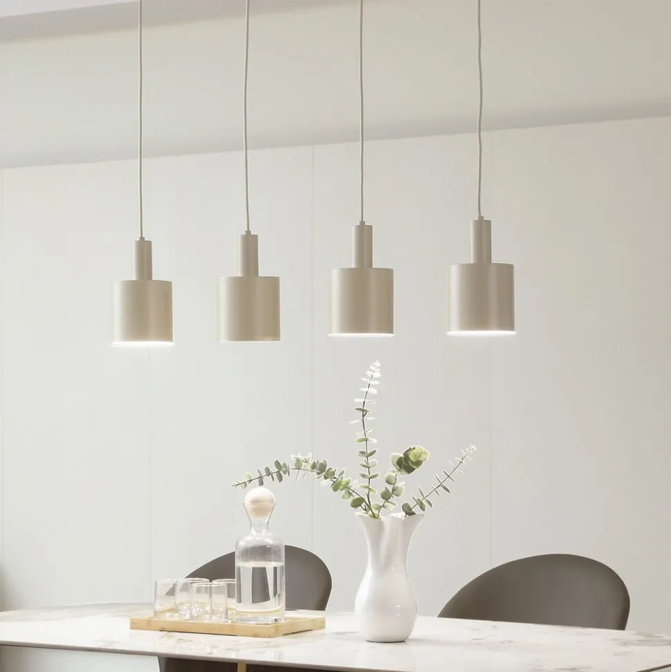 Lindby hanglamp Ovelia, beige, 4-lamps, metaal, E27