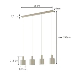 Lindby hanglamp Ovelia, beige, 4-lamps, metaal, E27