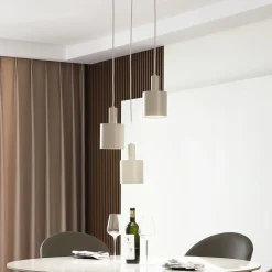 Lindby hanglamp Ovelia, beige, 3-lamps, metaal, E27