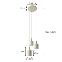 Lindby hanglamp Ovelia, beige, 3-lamps, metaal, E27