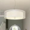 Lindby hanglamp Pikka, wit, textiel, Ø 50 cm, E27